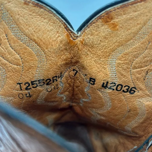 Lucchese 2000 Women’s Cowgirl Western Boots Brown Camel Leather Size 7 Scalloped - Picture 13 of 17